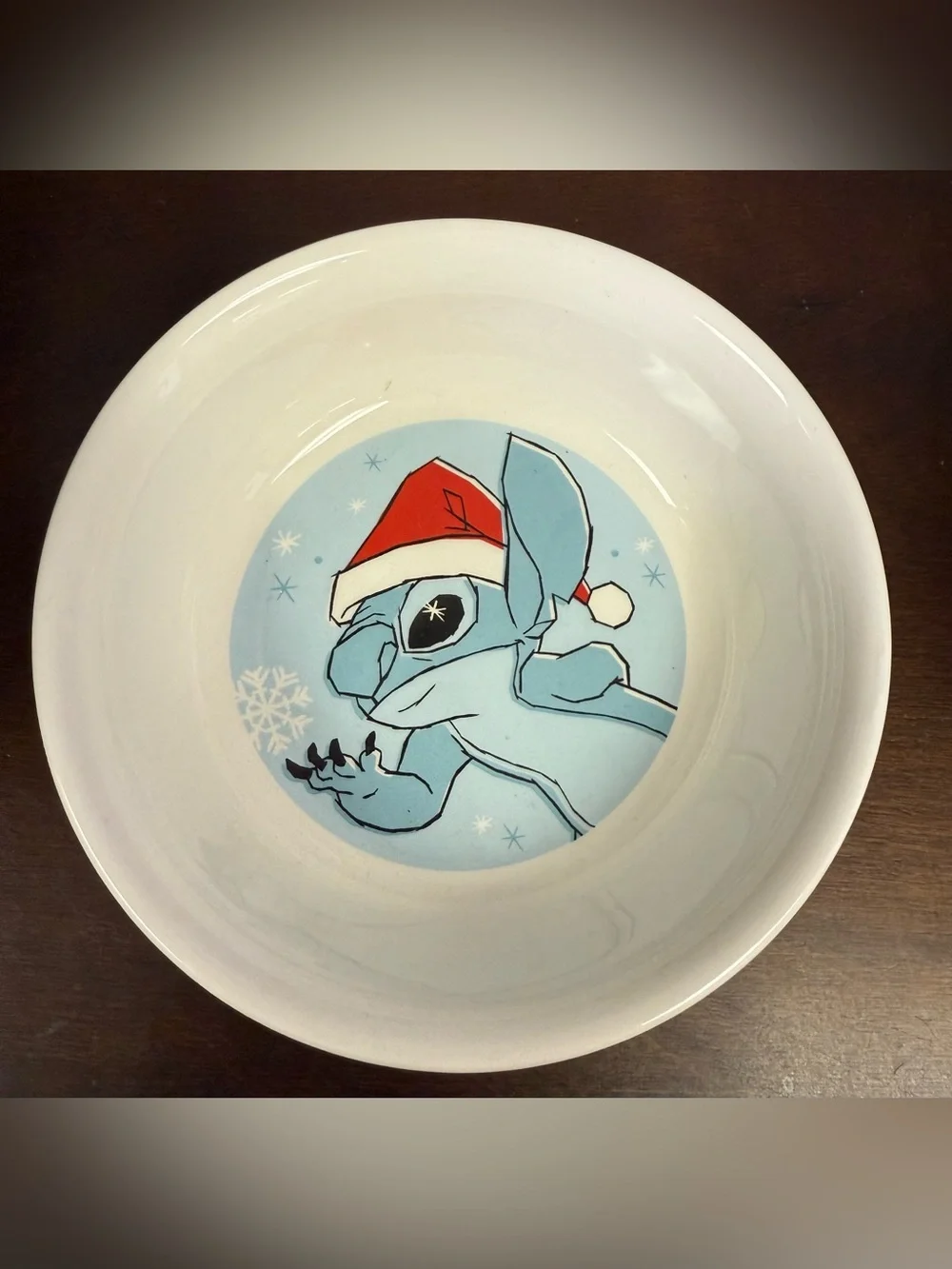 Disney Lilo & Stitch Ceramic Pet Cat Dog Food Bowl Non Slip Rubber Feet Santa
